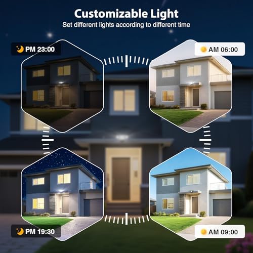 Onforu 65W Smart LED Flood Lights Outdoor, 6500LM Brightness Adjustable, APP Control Tunable 2700K-6500K, WiFi Alexa Security Lights with Timer & 4 Lighting Head, Exterior Floodlight for Yard Garage - Image 5