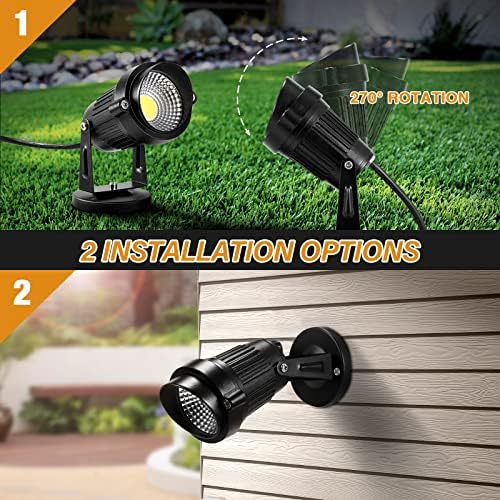 Landscape Lights - 5W 110V Outdoor Spotlight - Waterproof IP65-3000K Warm White LED Landscape Lights - 5ft Cable for Yard Garden Patio Driveway House (Include Spike) (6 Pack) - Image 7