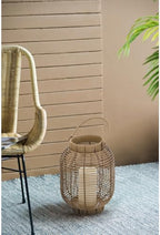 Elegant Poly Rattan Outdoor Lantern with Warm White LED Candle for Patio, Deck, and Garden Decor (Brown + Plastic+Rattan-2) - Image 5
