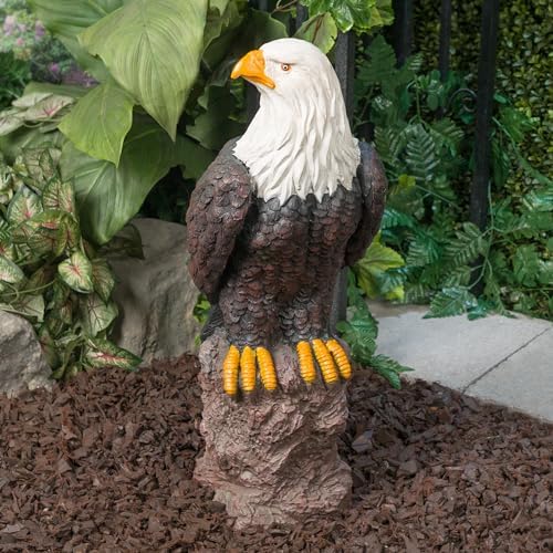 Alpine Corporation JUM582 27" Majestic Eagle on Rocks Garden Statue – Indoor Outdoor Patriotic Bird Sculpture, Durable Weather-Resistant MGO for Yard, Patio, Deck, Porch or Pathway - Image 5