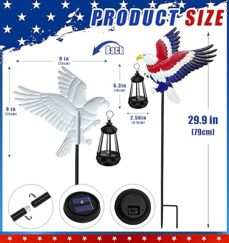 Solar Lights Outdoor 2 Packs 29.9in Eagle Garden Stakes with Solar Lights - Image 2