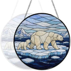 Polar Bear Mom Cub Stained Glass Suncatcher 11.8" Colorful Window Hanging Ornament, Sun Catcher Decor for Bathroom Front Door Living Room Home Wall Garden - Image 5