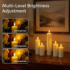 Pack of 9 Real Wax Pillars Flameless Candles with Remote, 400H Battery Operated Flickering LED 3D-Wick Warm Lights, 2/4/6/8H Timer for Home Decor(2" x 4" 4" 5" 5" 6" 6" 7" 8" 9" Ivory) - Image 6