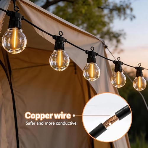 100FT Outdoor String Lights with Remote, 42 Dimmable Shatterproof LED G50 Bulbs, Waterproof Patio & Backyard Lights for Pergola, Deck, Garden, Bistro, Commercial Grade Hanging Lights - Image 2