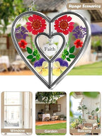 KY&BOSAM Faith Gift Heart Suncatcher Pressed Flower Glass Window Hanging - Image 2