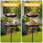 Outdoor Freestanding 2‑in‑1 Bird Bath & Feeder, 43 Inch Vintage Metal Bird Bowl with Upgraded 5‑Pronged Stable Ground Stake Base, Decorative Ornament for Lawn, Yard & Garden - Image 4