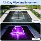 Pond Fountain Pump Kit, 880GPH Submersible Water Pump with Remote Control LED Lights, 3 Spray Patterns, Adjustable Flow, Quiet Operation, for Pond, Garden, Backyard Water Feature - Image 3