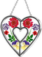 KY&BOSAM DIY Gift Heart Suncatcher Pressed Flower Glass for Window Hanging by KYBOSAM