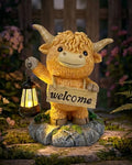 Solar Garden Statue Highland Cow, Whimsical Farm Animal Outdoor Decor with Lantern, Waterproof Resin Garden Yard Patio Gift for Mom Grandma Women by 365RUSTIC