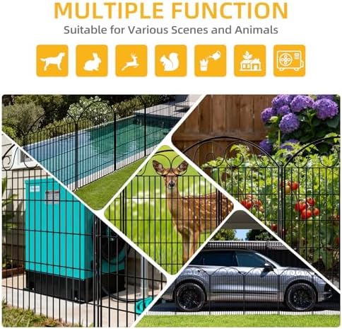 COLRASN 10 Panels No Dig Decorative Garden Dog Fence Outdoor for Yard, 40in(H) x 24.16ft(W) Tall Animal Barrier Fenceing Panels, Rustproof Ground Stakes Temporary Wire Screen for Patio - Image 6