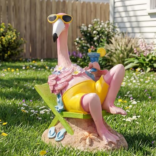 Pink Flamingo Statue Resin Outdoor Garden Decor, Tiki Bar Yard Art - Image 2