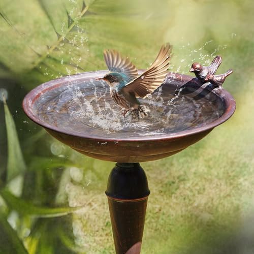 Cast Iron Pedestal Bird Bath,Metal Bird Bath for Outdoor,Vintage Birdbath - Image 2