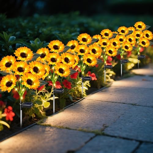 ostritec Solar Lights Outdoor Garden Decor 6 Pack, 36 Sunflower, Waterproof by OSTRITEC