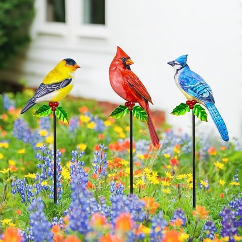 3 Pack Metal Bird Garden Stakes 20in Rustproof Yard Art Outdoor Decor - Image 7