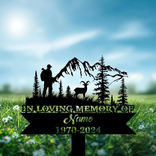 Personalized Hunter Grave Marker Mountain Goat Hunting Memorial Garden Stake 8-24 inch Hunter Dad Loss Gift, Hunter Memorial Gift Loss of Loved One (Mountain Goat Hunting) - Image 3