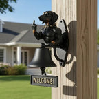 Cast Iron Muscle Dog Welcome Doorbell, Funny Bulldog Doorbell, Dog Middle Finger Decor Dinner Bell, Retro Metal Outdoor Dachshund Hanging Door Bell for Yard Garden - Image 4