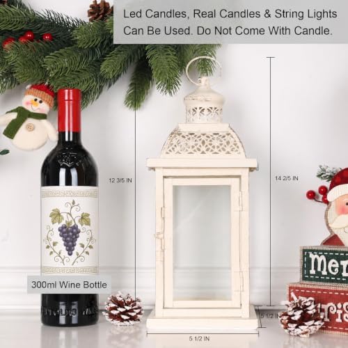 Lantern Decorative Indoor&Outdoor, 2 Pack 14.4'' Large Metal Candle Lanterns, Vintage Hanging Candle Holders for Farmhouse Wedding Front Porch Patio, Halloween Christmas Decorations for Home - Image 3