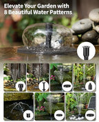 POPOSOAP Solar Fountain Pump, 12W Solar Water Pump Kit with 4200mAh Battery Backup Work All Day, 8 Nozzles & PVC Tubing, Solar Pond Pump for Bird Bath Garden Pond Fish Tank P112D - Image 5
