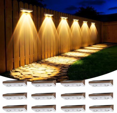 Solar Fence Lights Outdoor, 12 Pack Fence Lights Solar Powered by Unknown