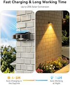 12 Pack Solar Fence Lights Outdoor with Remote Control 60LM Black - Image 4