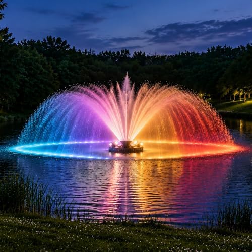 Pond Fountain Aerator with Lights, Large Fountain for Pond Lake Fish Farm by Unknown