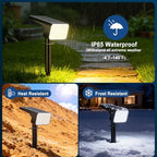 LANSOW Solar Spot Lights Outdoor Waterproof IP65, (2 Pack/90 LED/4 Modes) Solar Landscape Spotlights, 2-in-1 Solar Powered Flood Lights for Yard Garden Pathway Outside Tree, Auto ON/Off(Warm White) - Image 4