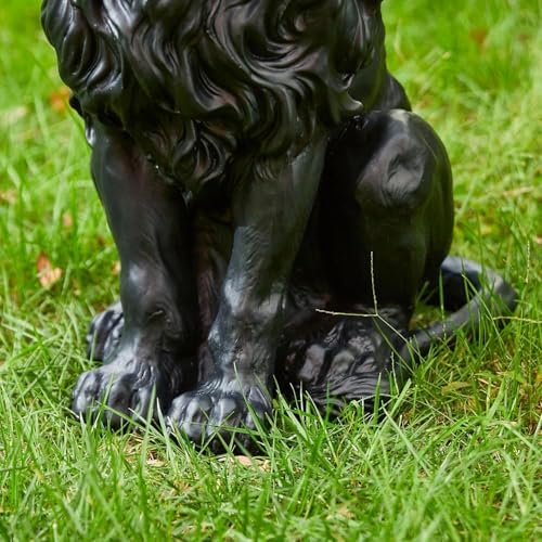 20.5" Lion Garden Statue, Resin Outdoor Guardian Sculpture Animal Decor - Image 5