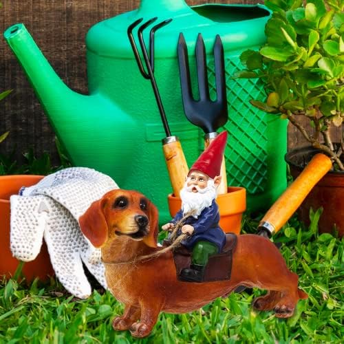 Funny Guy Mugs Gnome and a Dachshund Garden Statue- Indoor/Outdoor Garden Dog Gnome Sculpture for Patio, Yard or Lawn - Image 2