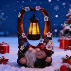 Joint Honglin Outdoor Garden Couple Gnome Statue with Hanging Lantern - Image 3