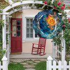 12 Inch Halloween Wind Spinner for Yard and Garden, Blue Night Sky Mystical Glowing Pumpkin Hanging Ornaments Outdoor 3D Kinetic Wind Sculpture Spinners Indoor Outdoor Patio Décor Ornaments Gift - Image 4