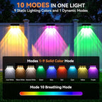 Solar Fence Lights Outdoor 12 Pack, Upgraded Brightness 3X LED Lens Fence Lights Solar Powered, 9 Fixed Colors & RGB Lights, IP65 Waterproof Solar Lights for Outside Backyard/Railing/Step/Patio - Image 3