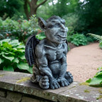 OLOMA Gothic Winged Gargoyle Concrete Statue Garden Outdoor Fantasy Decor Mythical Beast Rustic Sculpture Medieval Mythical Lawn Yard Patio Halloween Ornament Weather Proof Fantasy Accent Gift by OLOMA