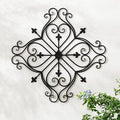 Glitzhome Vintage Wall Decor, Black Artistic Beauty Metal Garden Ornament Powder-Coated Matte Black Finish Charming Fleur-de-lis Outdoor Indoor Decoration by Glitzhome