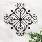Glitzhome Vintage Wall Decor, Black Artistic Beauty Metal Garden Ornament Powder-Coated Matte Black Finish Charming Fleur-de-lis Outdoor Indoor Decoration by Glitzhome