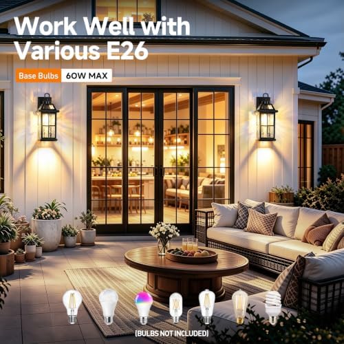 14 '' Outdoor Lights for House 2 Packs, Black Exterior Light Fixtures - Image 6