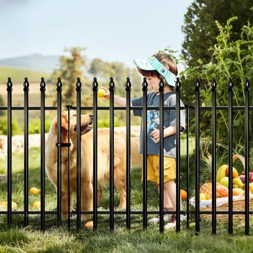 Thealyn 32" H x 24" W Metal Garden Fence with Gate, Animal Barrier, 10 Ft - Image 4