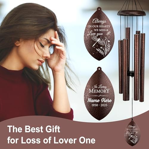 ASTARIN Personalized Sympathy Wind Chime, Deep Tone Wind Chimes for Outside, Sympathy Gifts for Loss of Mom, Bereavement Gifts for Funeral/Condolences/Memorial(Produced in Texas) - Image 2