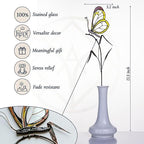 Stained Glass Butterfly Suncatcher – Handcrafted Decorative Stake Adornment for Indoor & Outdoor – Lovely Garden Decor – Glass Artwork for Flowerpot Decoration - Image 3
