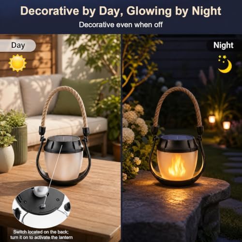 Solar Lanterns Outdoor Waterproof 4-Pack, Flickering Flame Effect - Image 3