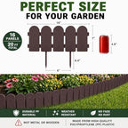 Evelyne Garden Border Plastic Edging: Wooden Fence Design - 16pcs Brown Yard Landscaping Fence Liner Lawn Edge Barrier - 20ft Kit of Decorative Lawn Panels Elements -Landscaping Edging-GMT-10374-A16 - Image 2