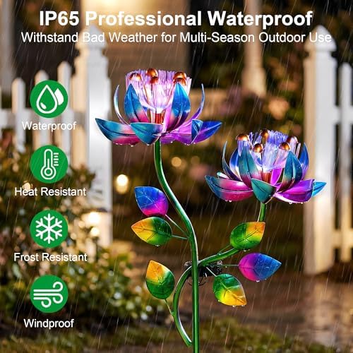 Solar Wind Spinner Outdoor 2-in-1 Garden Decor with LED Lights - Image 3
