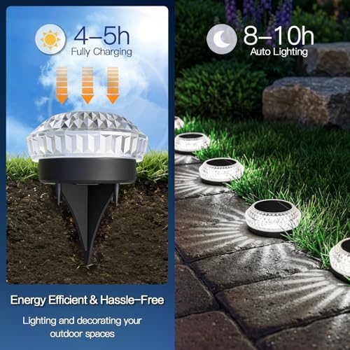 8 Pack Solar Ground Lights Outdoor, Pathway Lights, Cold White - Image 7