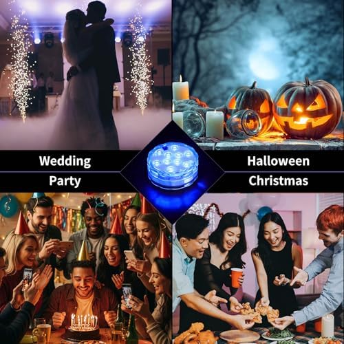 Mudder 24 Pack Submersible LED Lights with Remote 2.8" Hot Tub Lights Waterproof Pool Underwater LED Light Battery Operated Bathtub Lamp 16 Color Changing Lamp for Pool Pond Vase Aquarium Decoration - Image 7