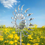 Windmill for Yard and Garden,Wind Spinner,Magical Metal Windmill, 3D Wind Powered Kinetic Sculpture, Dual-Tiered Opposite-Directional Rotation, Stainless Steel Wind Spinners (Silver) - Image 3