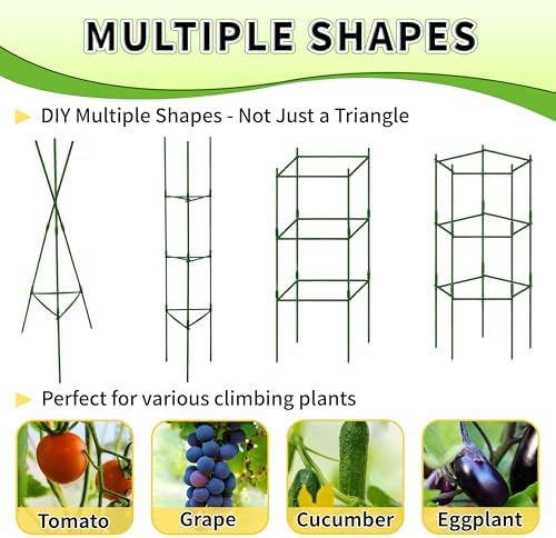 TCBWFY 4-Pack 63-Inch Adjustable Tomato Cages, Heavy-Duty Metal Plant Support Trellis for Garden and Pots, DIY Tomato Stakes, Height Adjustable 16 to 252 Inches - Image 6