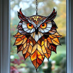 Autumn Leaves Owl Acrylic Suncatcher by AVAGAN