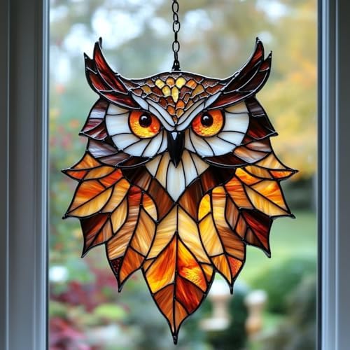 Autumn Leaves Owl Acrylic Suncatcher by AVAGAN