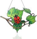 Plant Suncatcher Glass, Stained Glass Suncatcher Plant Window Hanging, Unique Nature Lover Gifts Leaf (Leaves & Ladybug) by StainedGlassArtware