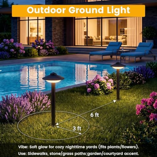6 Pack Low Voltage Pathway Lights LED Garden Lights Warm White - Image 5