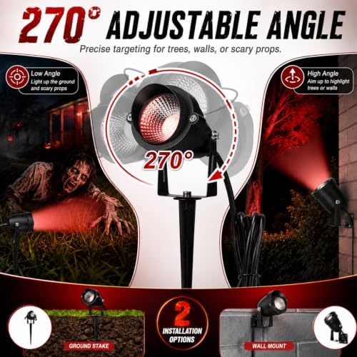 Rossesay 4 Pcs Halloween Red Spotlight Outdoor Plug in - Image 3